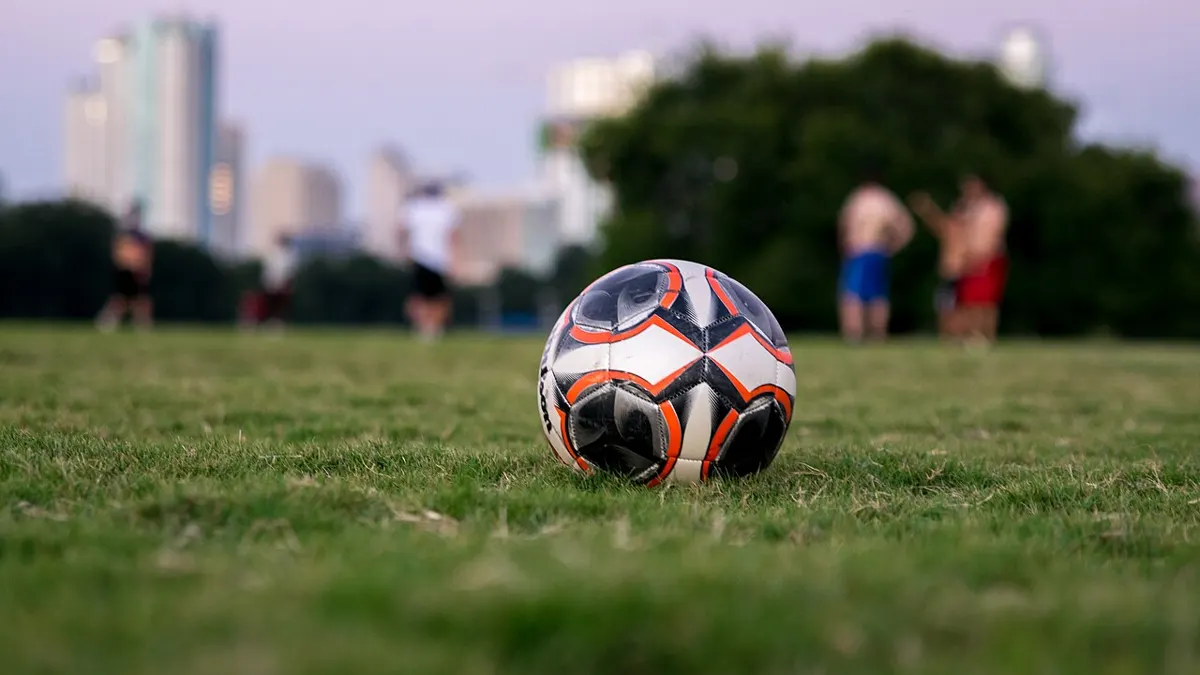 Football on a pitch - paris sportif coupe du monde